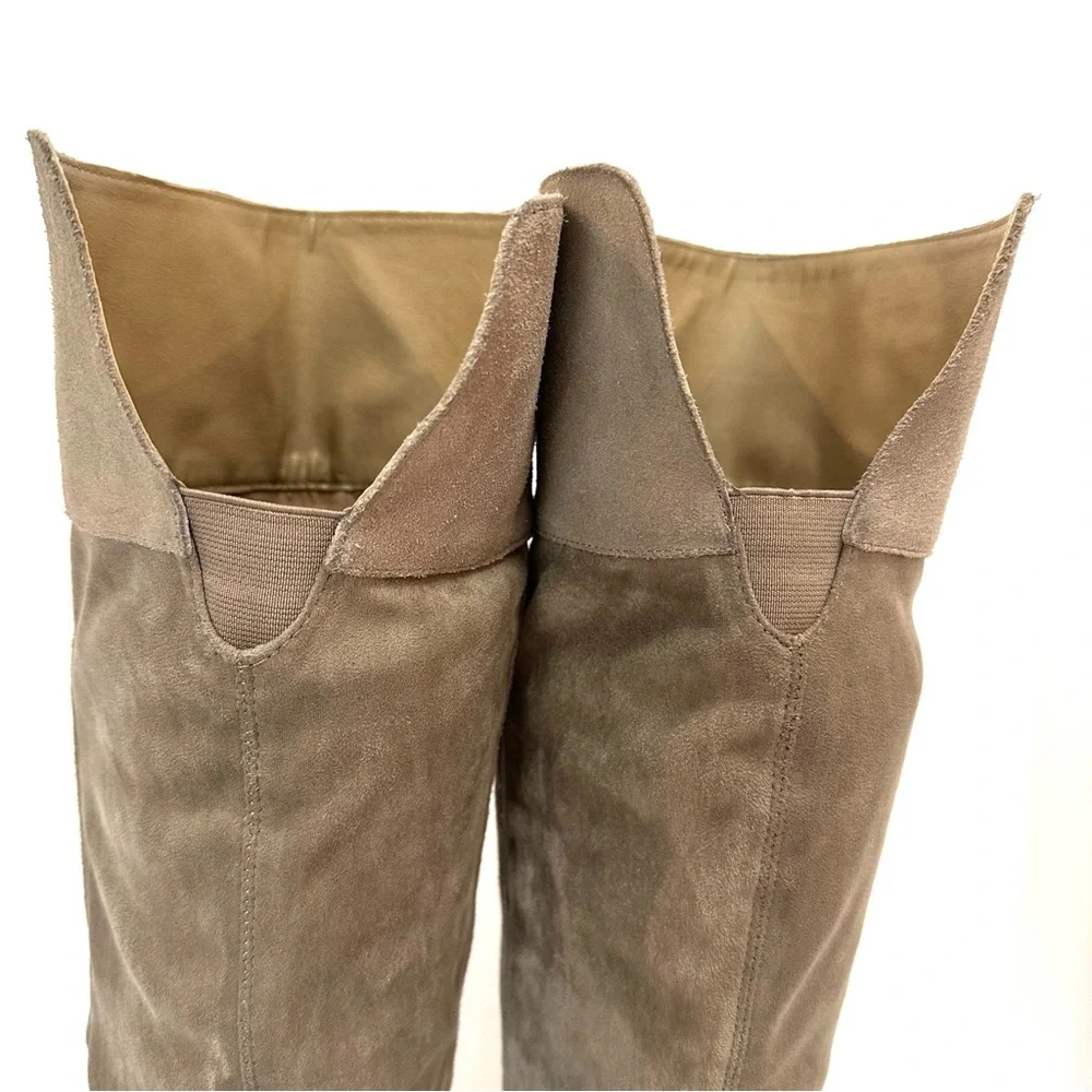 Kenneth Cole‎ Suede Tan Taupe Over the Knee Boots Boho Cottage Core EUC